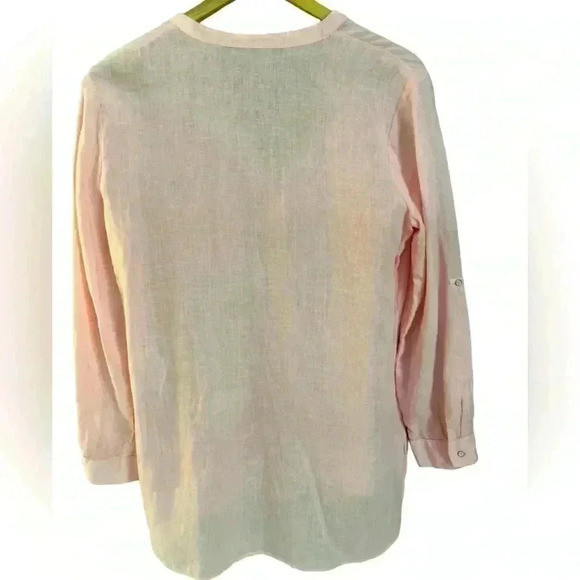 Zara Linen Tunic Blouse Pink Size Small - Picture 2 of 8